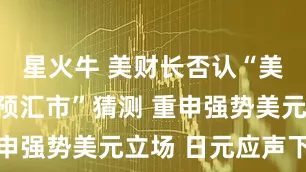 星火牛 美财长否认“美日联手干预汇市”猜测 重申强势美元立场 日元应声下挫